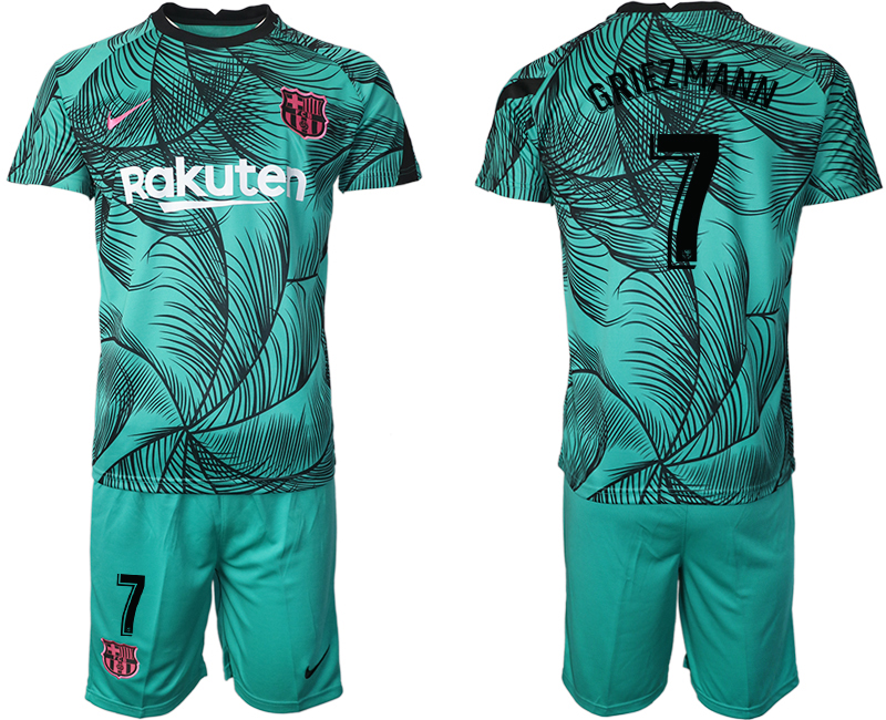 Men 2021 Barcelonagreen training suit #7 soccer jerseys